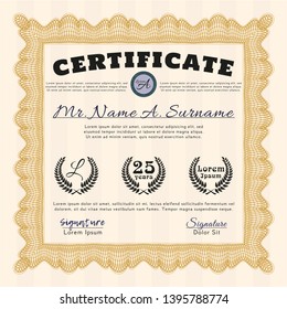 Orange Diploma or certificate template. Cordial design. With quality background. Customizable, Easy to edit and change colors. 