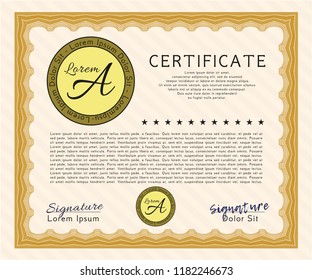 Orange Diploma or certificate template. Customizable, Easy to edit and change colors. Easy to print. Modern design. 
