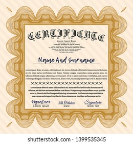 Orange Diploma or certificate template. Elegant design. Customizable, Easy to edit and change colors. Printer friendly. 
