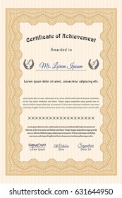 Orange Diploma or certificate template. Elegant design. Printer friendly. Detailed. 