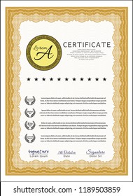 Orange Diploma or certificate template. Good design. Customizable, Easy to edit and change colors. Complex background. 