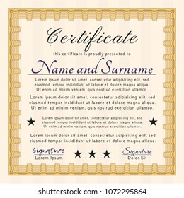  Orange Diploma or certificate template. With linear background. Retro design. Customizable, Easy to edit and change colors. 