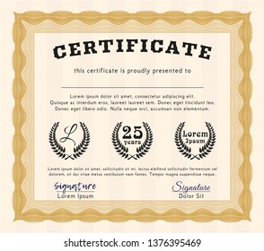 Orange Diploma or certificate template. Money Pattern design. Customizable, Easy to edit and change colors. With quality background. 