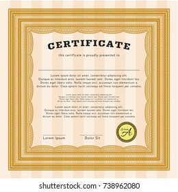 Orange Diploma or certificate template. Money design. Customizable, Easy to edit and change colors. Easy to print. 