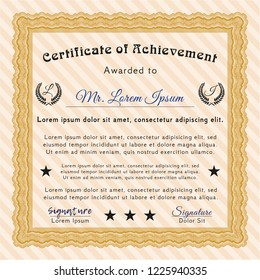 Orange Diploma or certificate template. Nice design. Easy to print. Detailed. 