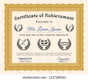Orange Diploma or certificate template. Perfect design. With linear background. Customizable, Easy to edit and change colors. 
