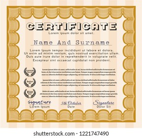 Orange Diploma or certificate template. Perfect design. With quality background. Customizable, Easy to edit and change colors. 