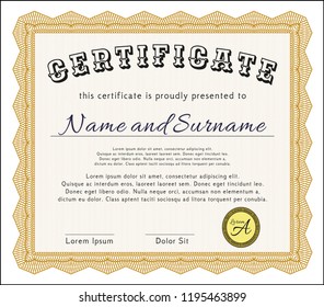 Orange Diploma or certificate template. Printer friendly. Customizable, Easy to edit and change colors. Modern design. 