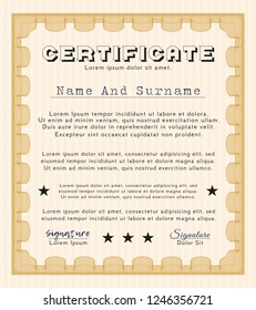 Orange Diploma or certificate template. With quality background. Good design. Vector illustration. 