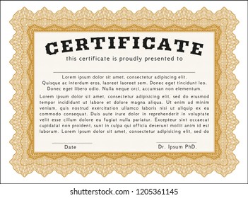 Orange Diploma or certificate template. Superior design. Printer friendly. Customizable, Easy to edit and change colors. 