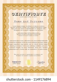 Orange Diploma. Complex background. Customizable, Easy to edit and change colors. Modern design. 