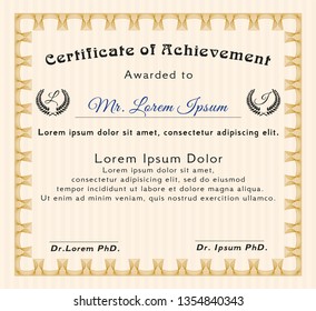 Orange Diploma. With complex background. Excellent design. Detailed. 