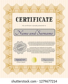 Orange Diploma. With complex background. Modern design. Vector illustration. 
