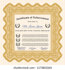 Orange Diploma. With complex background. Perfect design. Customizable, Easy to edit and change colors. 