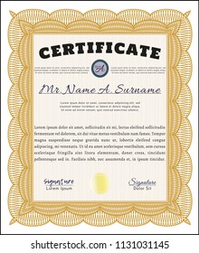 Orange Diploma. With complex linear background. Artistry design. Customizable, Easy to edit and change colors. 