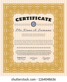 Orange Diploma. Cordial design. Customizable, Easy to edit and change colors. Complex background. 