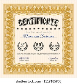 Orange Diploma. Cordial design. Detailed. With background. 