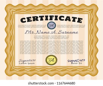 Orange Diploma. Customizable, Easy to edit and change colors. With linear background. Good design. 