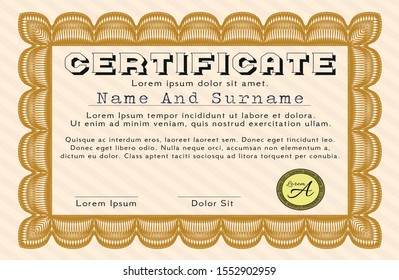 Orange Diploma. Customizable, Easy to edit and change colors. Complex background. Beauty design. 