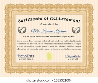 Orange Diploma. Customizable, Easy to edit and change colors. With complex linear background. Perfect design. 
