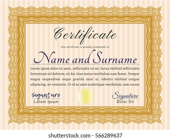 Orange Diploma. Customizable, Easy to edit and change colors. With linear background. Cordial design. 