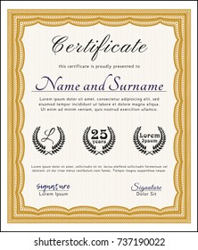 Orange Diploma. Customizable, Easy to edit and change colors. Complex background. Excellent design. 