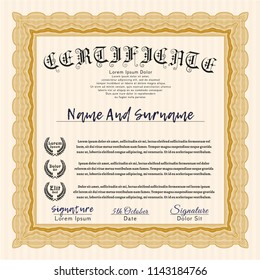 Orange Diploma. Detailed. With background. Money Pattern design. 