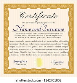 Orange Diploma. Easy to print. Cordial design. Detailed. 