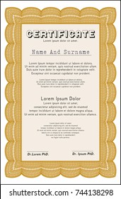 Orange Diploma. Easy to print. Good design. Vector illustration. 