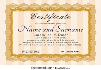 Orange Diploma. Easy to print. Money Pattern design. Customizable, Easy to edit and change colors. 