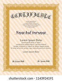 Orange Diploma. Elegant design. Customizable, Easy to edit and change colors. Easy to print. 