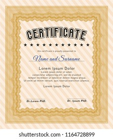 Orange Diploma. Excellent design. Complex background. Customizable, Easy to edit and change colors. 