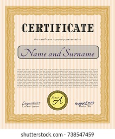 Orange Diploma. Excellent design. Vector illustration. With quality background. 