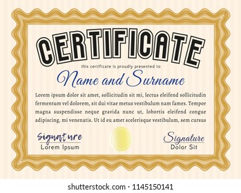 Orange Diploma. Good design. Complex background. Customizable, Easy to edit and change colors. 