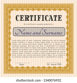 Orange Diploma. Good design. With complex background. Vector illustration. 