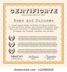 Orange Diploma. With guilloche pattern. Cordial design. Customizable, Easy to edit and change colors. 