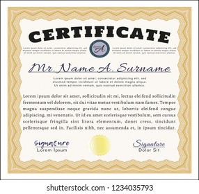 Orange Diploma. With guilloche pattern. Customizable, Easy to edit and change colors. Beauty design. 