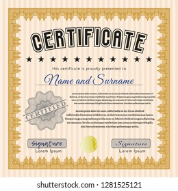 Orange Diploma. With guilloche pattern. Customizable, Easy to edit and change colors. Superior design. 