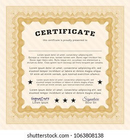 Orange Diploma. With guilloOrange Diploma template or certificate template. Artistry design. Easy to print. Vector illustration. che pattern. Detailed. Lovely design. 