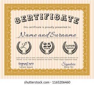 Orange Diploma. With linear background. Elegant design. Customizable, Easy to edit and change colors. 
