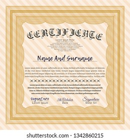 Orange Diploma. With linear background. Lovely design. Customizable, Easy to edit and change colors. 