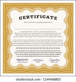 Orange Diploma. With linear background. Retro design. Vector illustration. 