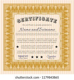Orange Diploma. Modern design. With quality background. Vector illustration. 