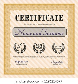 Orange Diploma. Money Pattern design. With great quality guilloche pattern. Customizable, Easy to edit and change colors. 