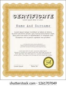 Orange Diploma. Money Pattern design. With background. Detailed. 