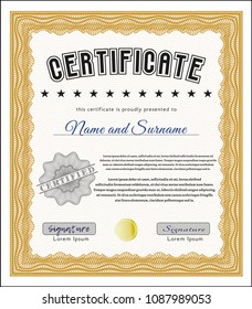 Orange Diploma. Nice design. Customizable, Easy to edit and change colors. With background. 