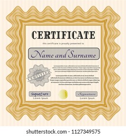 Orange Diploma. Nice design. Customizable, Easy to edit and change colors. With linear background. 