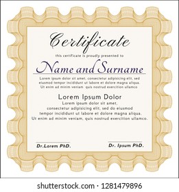 Orange Diploma. Printer friendly. Detailed. Cordial design. 