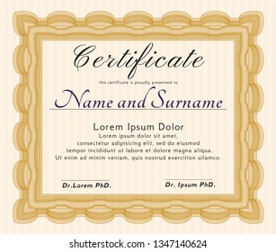 Orange Diploma. With quality background. Vector illustration. Retro design. 