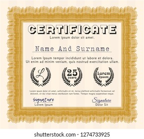 Orange Diploma. Retro design. With background. Detailed. 